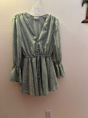 Green flutter romper